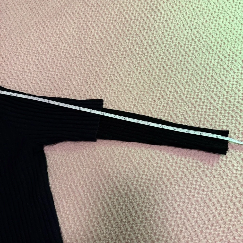 COS Black Ribbed Knit Midi Dress Long Sleeve Asymmetrical Hem Minimalist Size S - Picture 13 of 16